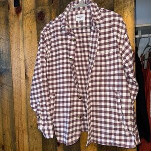 Goodfellow & Co Burgundy and White Plaid Button Down Shirt